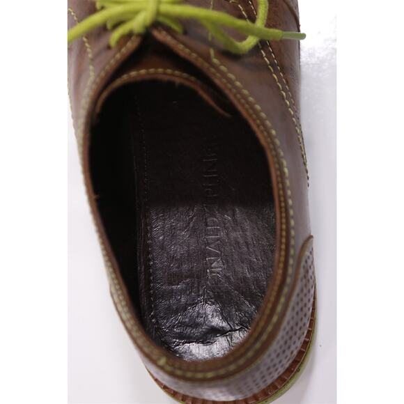 Donald J Pliner Edd Brown Lime Green Wingtip Dress Shoes 8.5